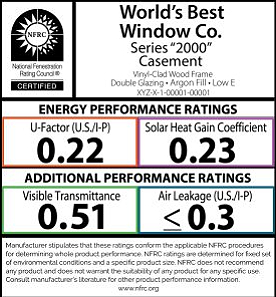 NFRC (National Fenestration Rating Council) label example